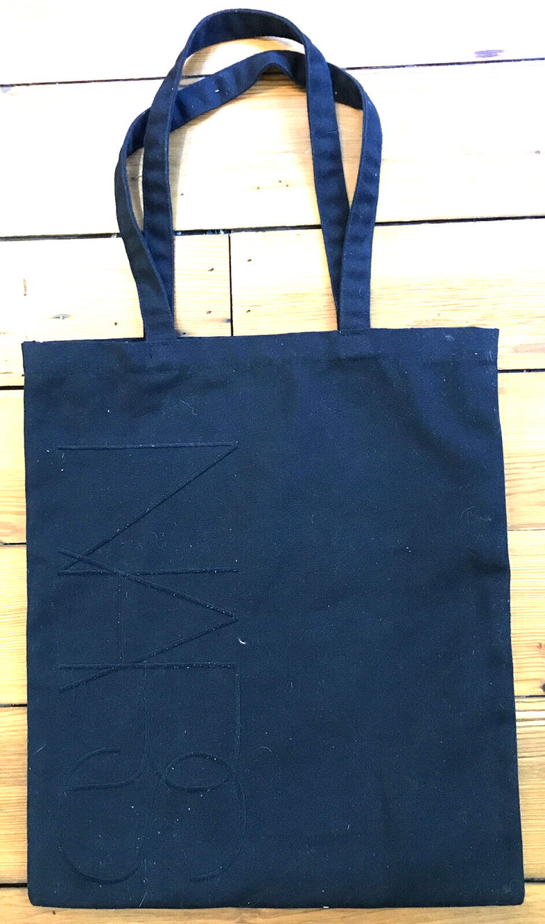 NARS Cosmetics Black Embroidered Logo Canvas Shoulder Eco Shopper Tote Bag